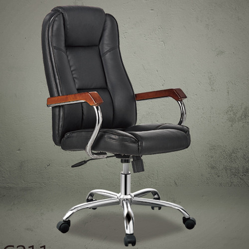 office chairs high back wood armrest leather seat