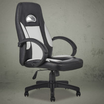 office chairs sports style high back leather black and white