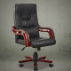 office chair leather high back wood arms