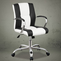office chair mid back white and black leather