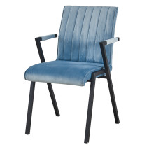 blue leather dining chair high back with armrest