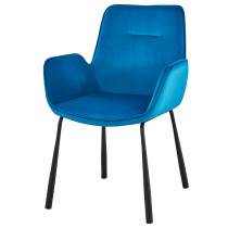 blue fabric dining chair armrest