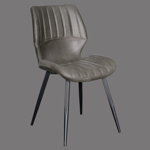 Dark gray leather dining chair