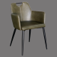 High back faux leather dining chair metal legs