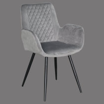 Dining chairs gray fabric high back with armrest