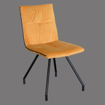 Yellow fabric dining chair with metal legs