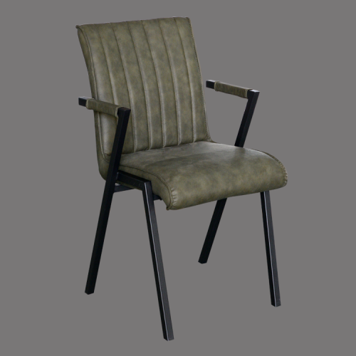 Green leather dining chair high back