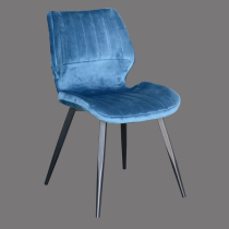 China new design blue fabric dining chairs with metal legs