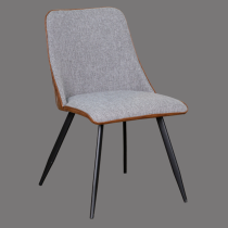 China new design leather back fabric seat dining chair with metal legs