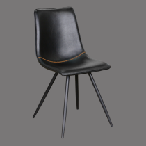 Modern black armless leather dining side chair