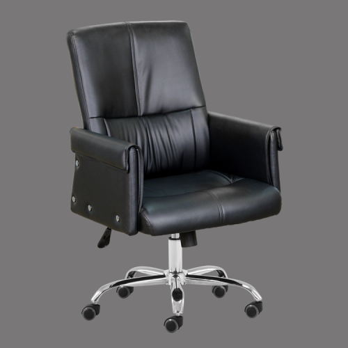 china new design mid back black leather office chair