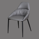 Armless gray leather dining side chair