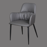High back gray leather dining side chair made in china