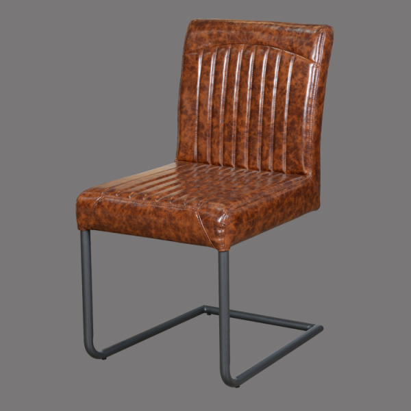 high back bow shape base leather dining chair