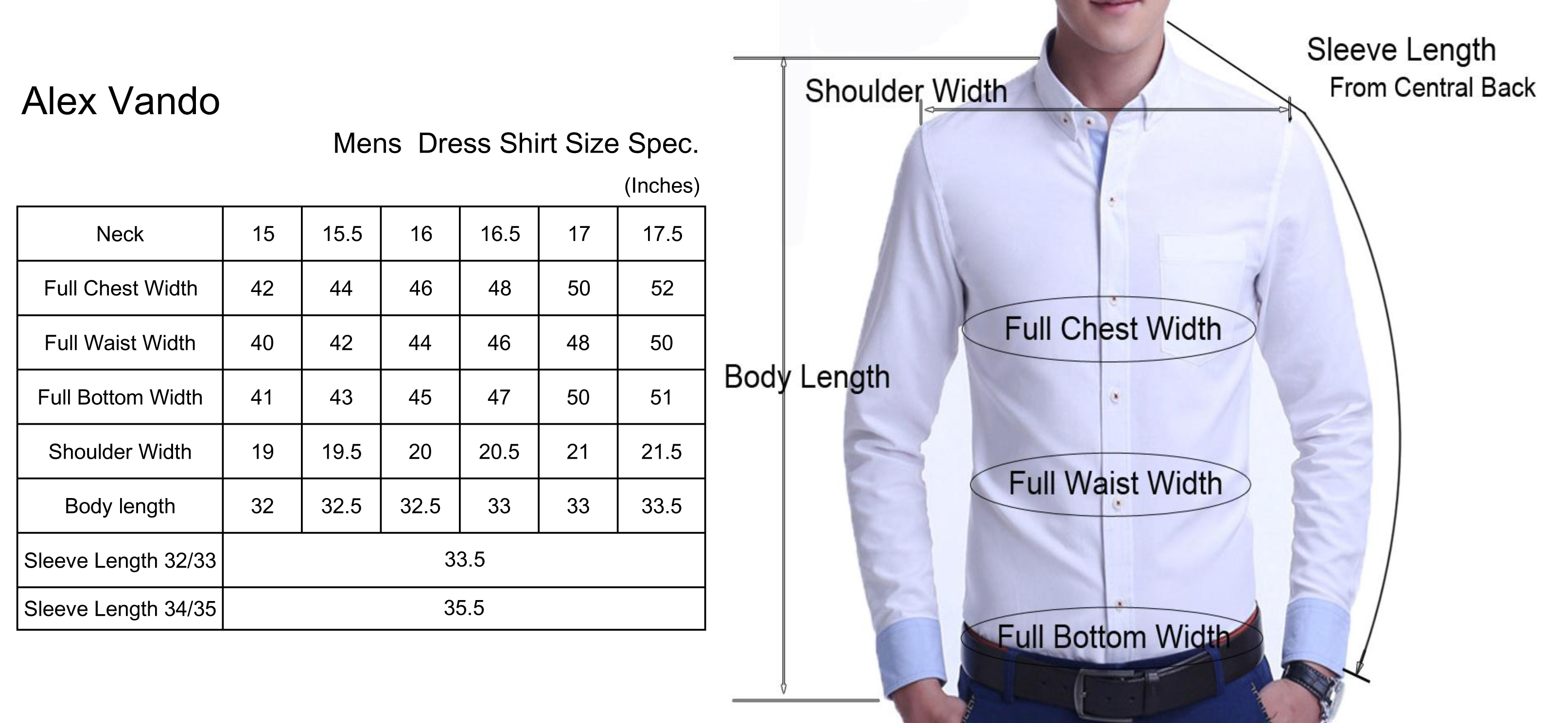 Men's Xl Dress Shirt Size Chart