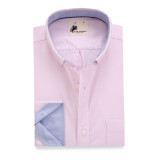 Mens Button Down Regular fit Washed Oxford Dress Shirt Pink