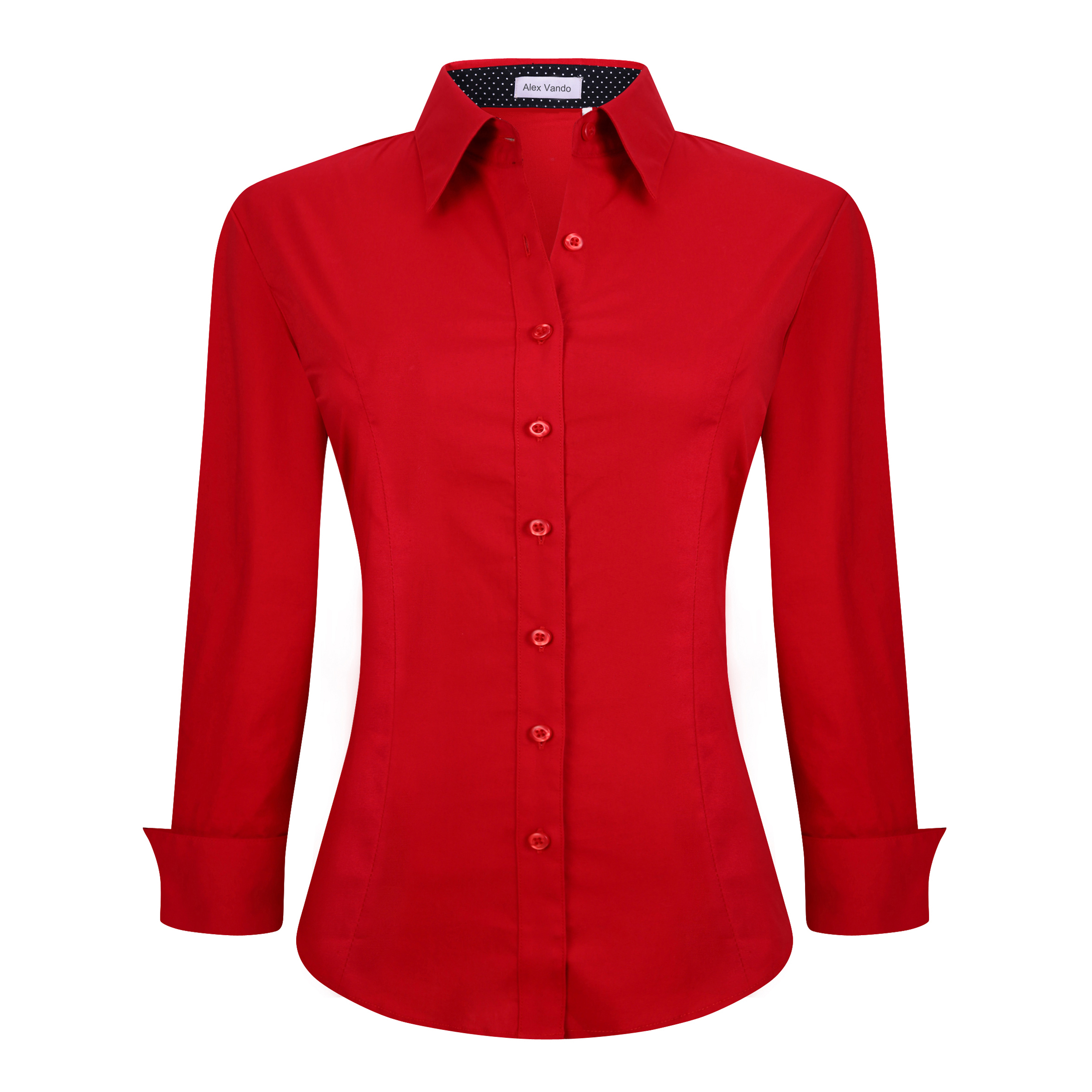 Alex Vando Womens Button Down Shirts Easy Care Long Sleeve Stretch Casual Dress Shirt