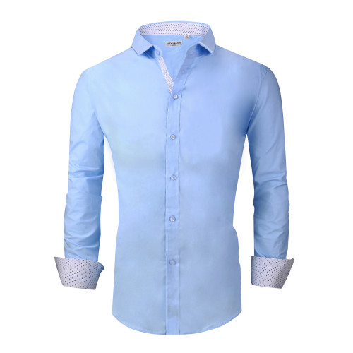 Mens Big Tall Dress Shirts Cotton Casual Regular Fit Long Sleeve Collar Shirt Blue Are most shirts too short on you? usd