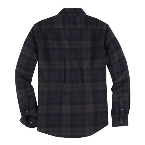 Mens Plaid Flannel Casual Long Sleeve Dress Shirts Black/Royal/Grey