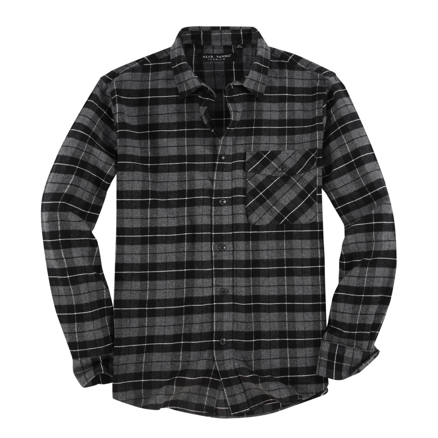 Mens Button Down Regular fit Long-sleeve Flannel Casual Shirt Factory ...