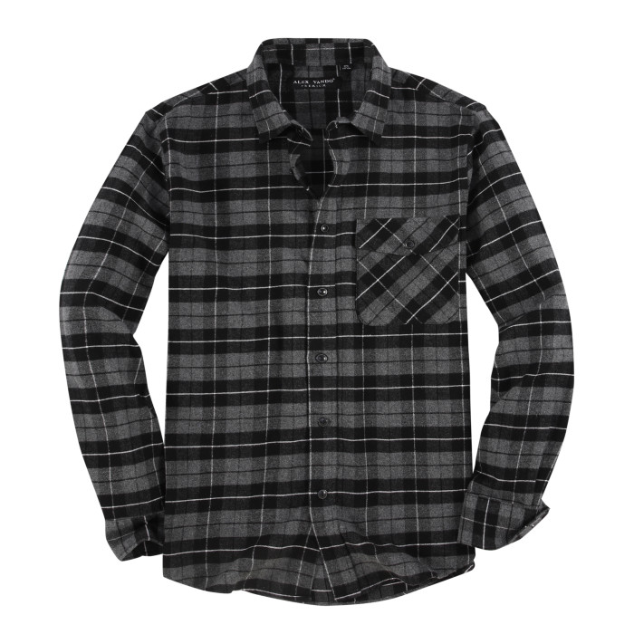 X-Future Men Button Up Long Sleeve Plaid Dress Flannel Checkered Shirt 