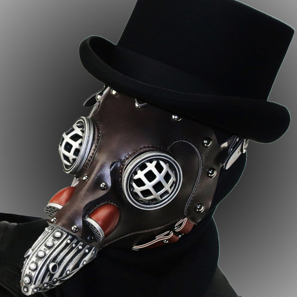 Steampunk Plague Doctor Mask Costume Burning Man Gothic Punk Leather Mask Studded Face Bandana Vintage Festival EDM Rave Outfits