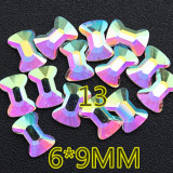100 Pieces Holographic Iridescent Nail Art Gems AB Color Marquise Rhinestone Flat Bottom Rave Gear