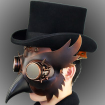 Steampunk Plague Doctor Mask Costume Burning Man Gothic Punk Leather Mask Studded Face Bandana Vintage Festival EDM Rave Outfits