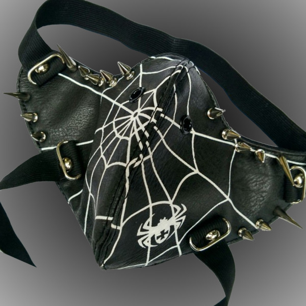 Burning Man Gothic Punk Leather Mask Studded Face Bandana Festival EDM Rave Outfits Coachella