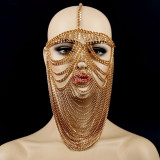 Burning Man Handmade Gold Metal Chain Mask Face Bandana Festival EDM Rave Outfits Coachella