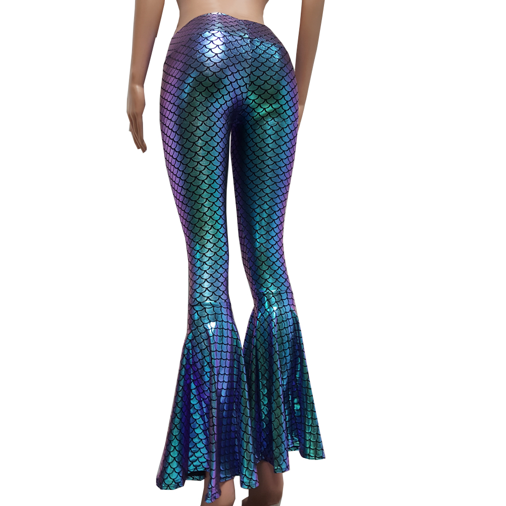 US$ 32 - Iridescent Holographic Green Flare Bell Bottom Yoga Pants ...