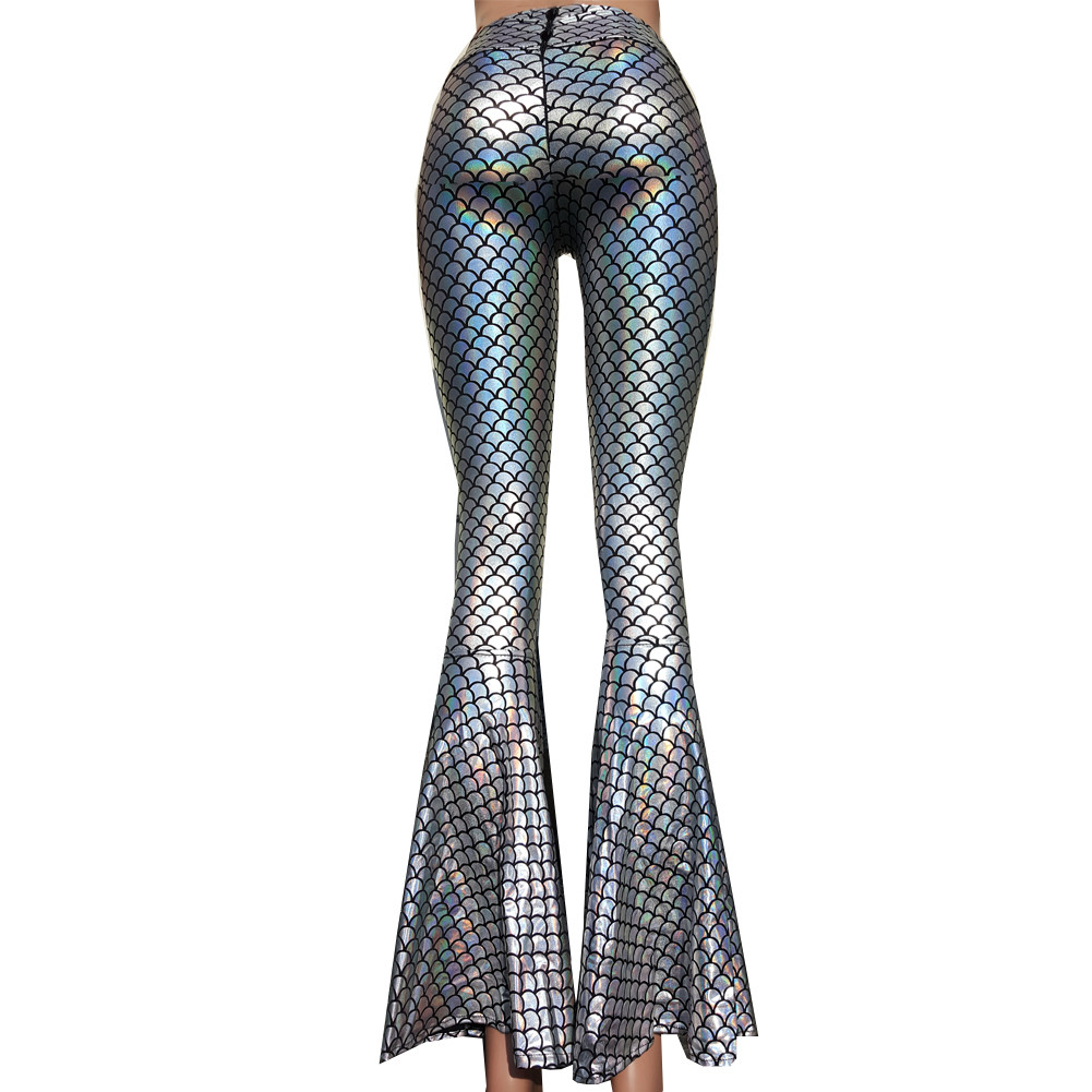 US$ 32.00 - Iridescent Holographic Mermaid Flare Bell Bottom Yoga Pants ...