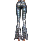 Iridescent Holographic Mermaid Flare Bell Bottom Yoga Pants Legging Rave Festival Clothes Outfits Women vintage Leggings Clothing