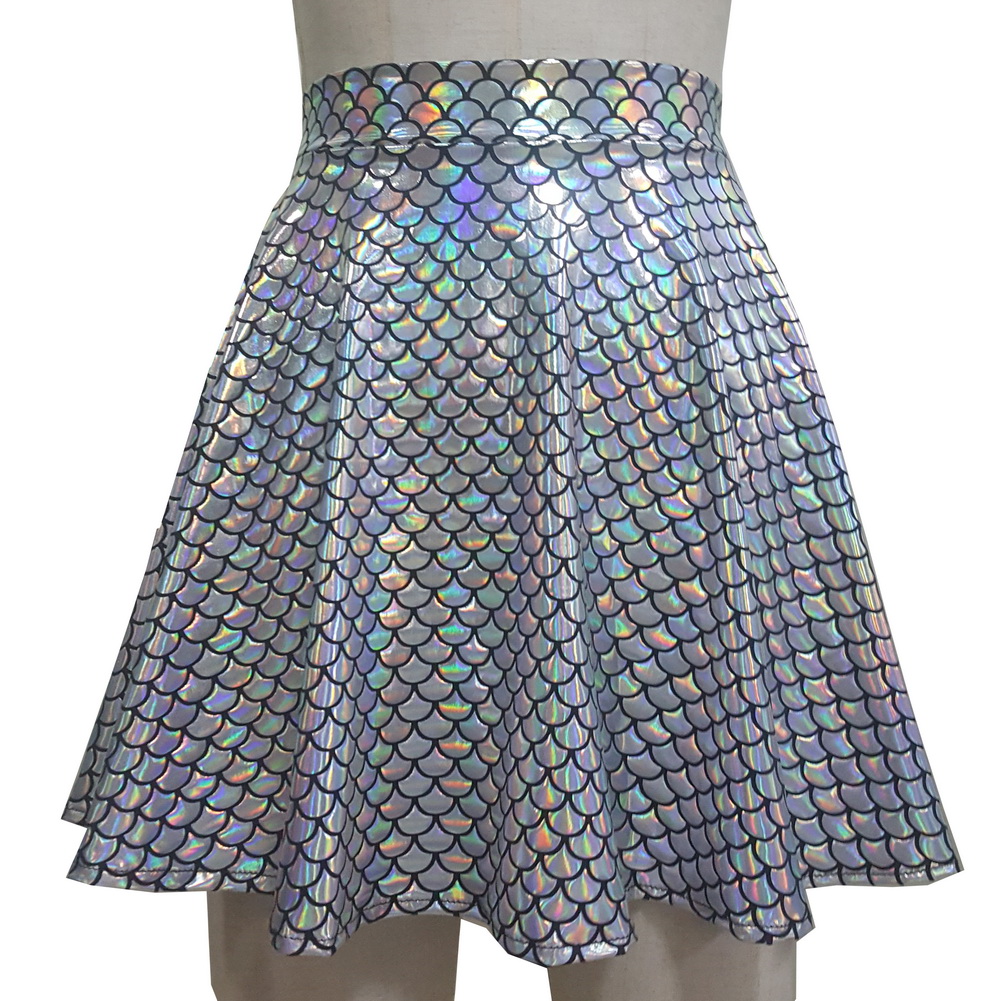 Summer Musical Festival Rave Outfits Holographic Mermaid Sequin High Waisted Shorts Bottoms
