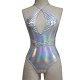 Rave Outfits  Silver Holographic Women Multi Way Wrap Bodysuit