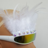 Burning Man Rave Holographic Rhinestone Feather Goggles Sunglasses