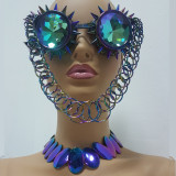 Burning Man Rave Holographic Steampunk  Goggles Sunglasses 3 Piece Sets