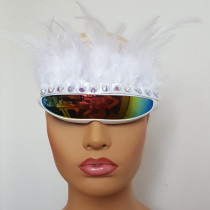 Burning Man Rave Holographic Rhinestone Feather Goggles Sunglasses