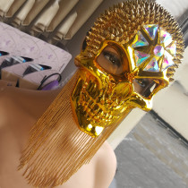 Burning Man Gold Skull Spike Face Mask Steampunk Costume
