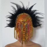 Burning Man Festival Feather Spike Fringe Skull Face Mask