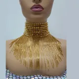 Burning Man Rave Festival Spike Glass Fringe Choker