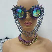 Burning Man Rave Holographic Steampunk  Goggles Sunglasses 3 Piece Sets