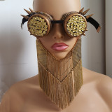Burning Man Festival Steampunk Goggles Chain Fringe Face Mask