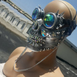 Holographic Burning Man Rave Costumes Streampunk Spike Skull Mask Respirator Cyber Cosplay Festival Clothes Outfits Gear
