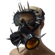 Holographic Streampunk Burning Man Spike Gas Mask Costume Respirator Cyber Cosplay Summer Festival Rave Clothes Outfits Gear