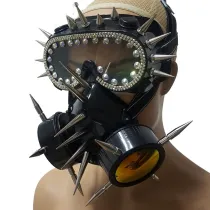 Holographic Streampunk Burning Man Spike Gas Mask Costume Respirator Cyber Cosplay Summer Festival Rave Clothes Outfits Gear