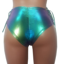 Summer Holographic Festival Rave Wear Clothes Outfits lace up Shorts Women Bikini Bottoms