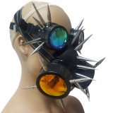 Holographic Streampunk Burning Man Spike Gas Mask Costume Respirator Cyber Cosplay Summer Festival Rave Clothes Outfits Gear