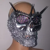 Holographic Burning Man Rave Costumes Streampunk Spike Halloween Skull Mask Respirator Cosplay Festival Clothes Outfits Gear