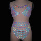 Burning Man Costumes Holographic Rave Crop Top Shorts Set Outfits Burning Man Clothes Festival Clothings Gear Sexy Body Chain